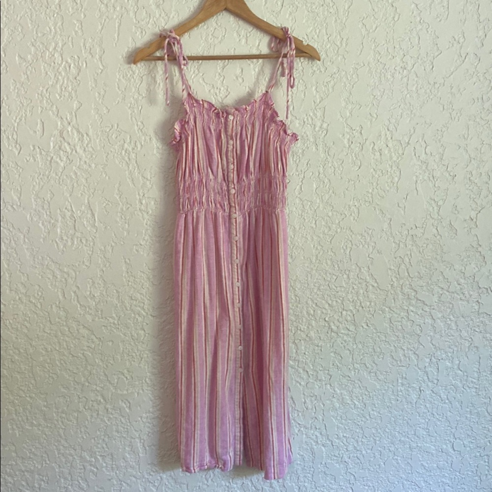 Universal Thread Pink Striped Linen/Rayon midi dress size M